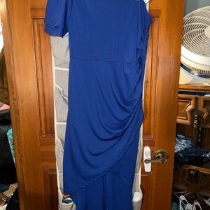 Elegant Blue Women's Dress one shoulder